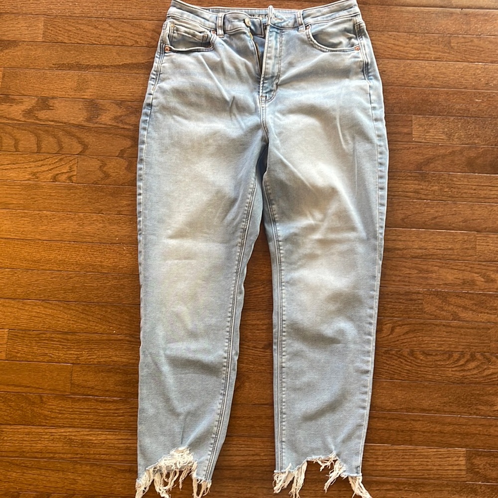 American Eagle Stretch Soft Knit High Rise Cut Off Jeans Size 8 Short